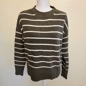 A.n.a. A New Approach Olive Green and White Stripe Knit Sweater Size M Slytherin